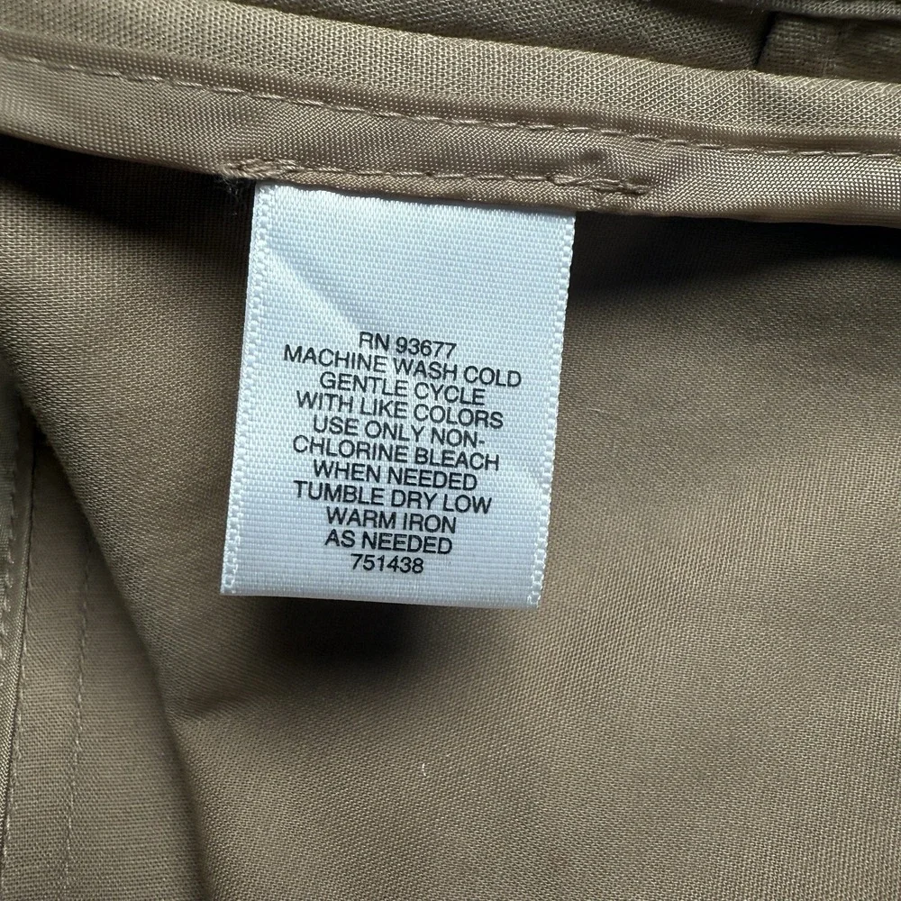 Liz Claiborne Women's Large Trench Coat Tan Cotton Blend Double‎ Breasted NWOT